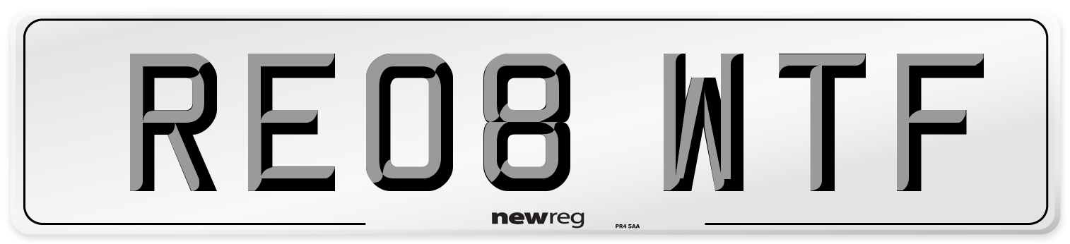 RE08 WTF Number Plate from New Reg